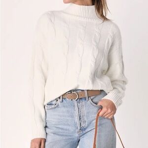 Lulus Cream Cable Knit Turtleneck Sweater size XL